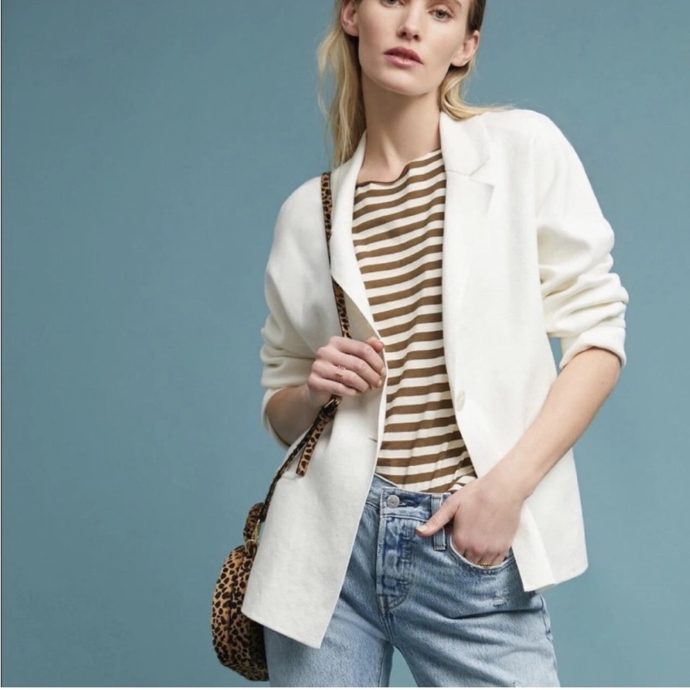 ANTHROPOLOGIE Chic White Women's Blazer